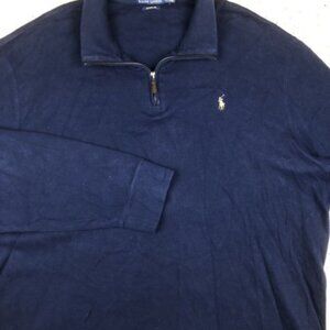 Polo Ralph Lauren Estate Rib Men 1/4 Zip Pony Pullover Sweater 2XL Navy Blue